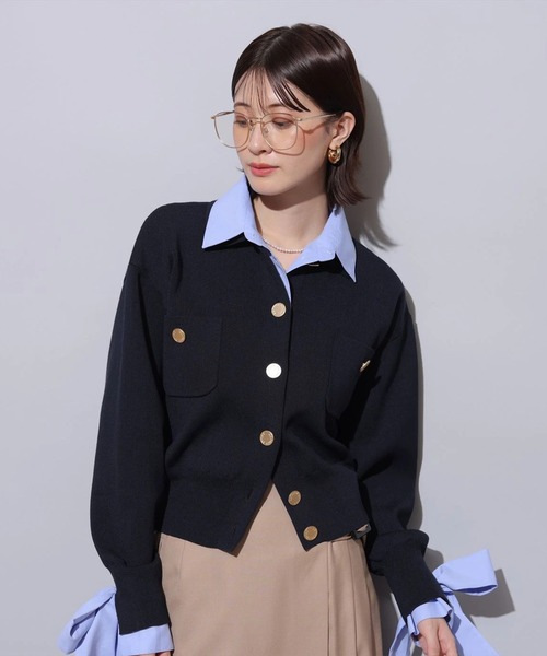 シャツドッキング襟付きカーデ（ニット/セーター）｜Arpege story