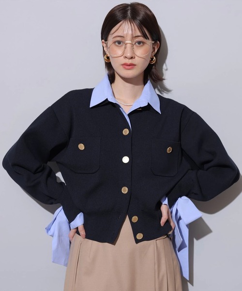 シャツドッキング襟付きカーデ（ニット/セーター）｜Arpege story