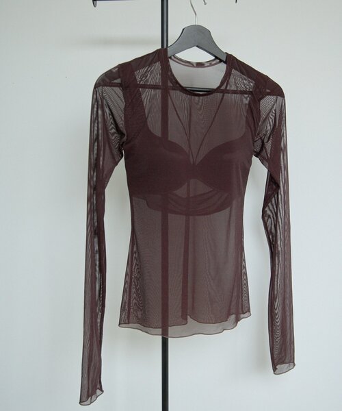 NICENICE MOMENT（ナイスナイスモーメント）の「【NICENICE MOMENT】MESH LS SHELL（Tシャツ/カットソー・レディース・ブラック/バーガンディー・MEDIUM/SMALL）」の2枚目の写真