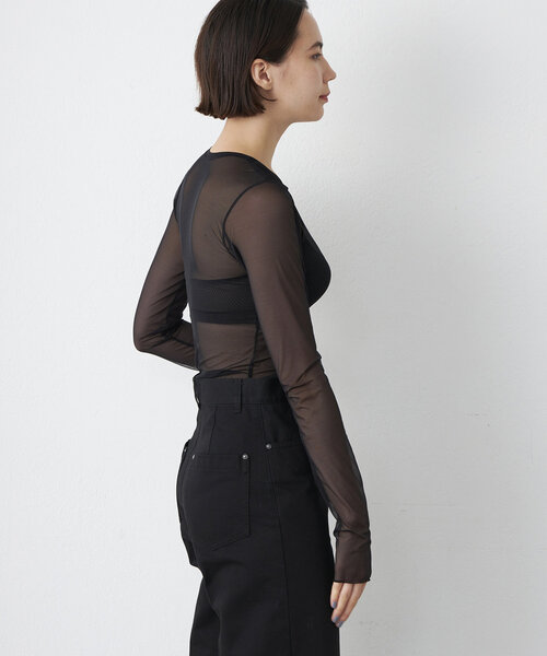 NICENICE MOMENT（ナイスナイスモーメント）の「【NICENICE MOMENT】MESH LS SHELL（Tシャツ/カットソー・レディース・ブラック/バーガンディー・MEDIUM/SMALL）」の12枚目の写真