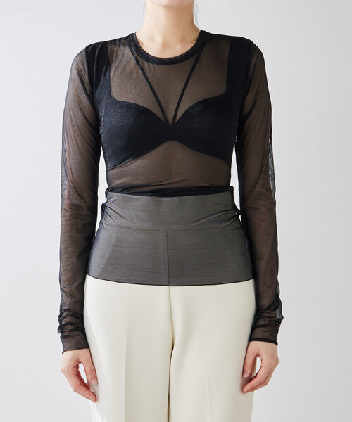 NICENICE MOMENT（ナイスナイスモーメント）の「【NICENICE MOMENT】MESH LS SHELL（Tシャツ/カットソー・レディース・ブラック/バーガンディー・MEDIUM/SMALL）」の8枚目の写真