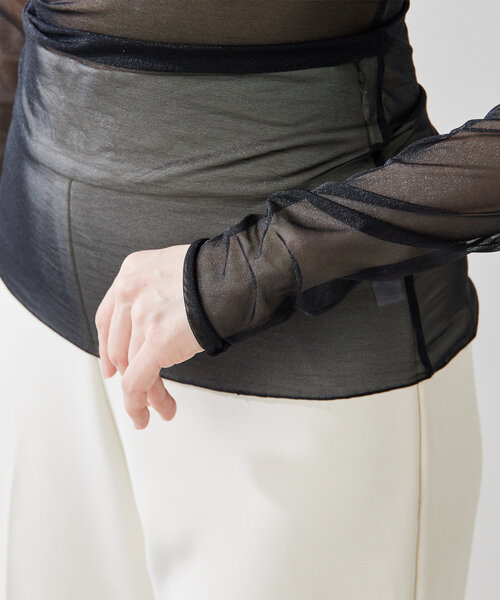 NICENICE MOMENT（ナイスナイスモーメント）の「【NICENICE MOMENT】MESH LS SHELL（Tシャツ/カットソー・レディース・ブラック/バーガンディー・MEDIUM/SMALL）」の19枚目の写真