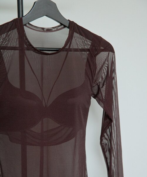 NICENICE MOMENT（ナイスナイスモーメント）の「【NICENICE MOMENT】MESH LS SHELL（Tシャツ/カットソー・レディース・ブラック/バーガンディー・MEDIUM/SMALL）」の6枚目の写真