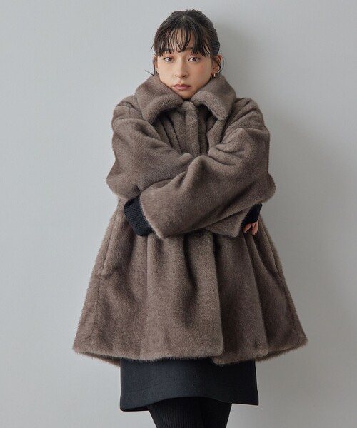 s*s様 値下げ！完売品＜EMMEL REFINES＞EMフェイクファーコート セール】＜EMMEL REFINES＞EM フェイクファー ミディアム コート