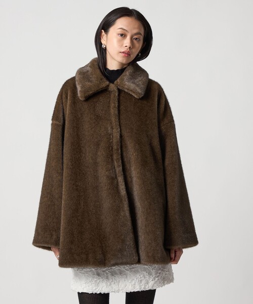 s*s様 値下げ！完売品＜EMMEL REFINES＞EMフェイクファーコート セール】＜EMMEL REFINES＞EM フェイクファー ミディアム コート