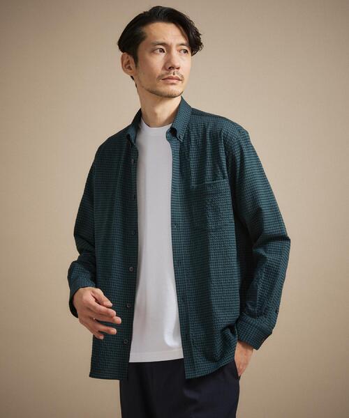 TAKEO KIKUCHI(タケオキクチ)の「【抗菌防臭/シーズンレス】シアサッカーギンガムチェック ストレッチシャツ(シャツ/ブラウス・メンズ・ブルー系その他3/ライトグレー系1/ネイビー系1/ワイン系1/ブラウン系その他2/モスグリーン系1/ブルー系1・01/02/03/04)」の3枚目の写真