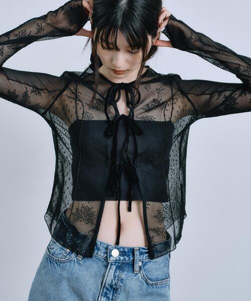 CODE A コードエー tulle lace ribbon blouse tulle lace ribbon blouse（シャツ/ブラウス）｜CODE A（コードエー