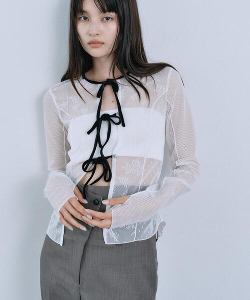 tulle lace ribbon blouse（シャツ/ブラウス）｜CODE A（コードエー