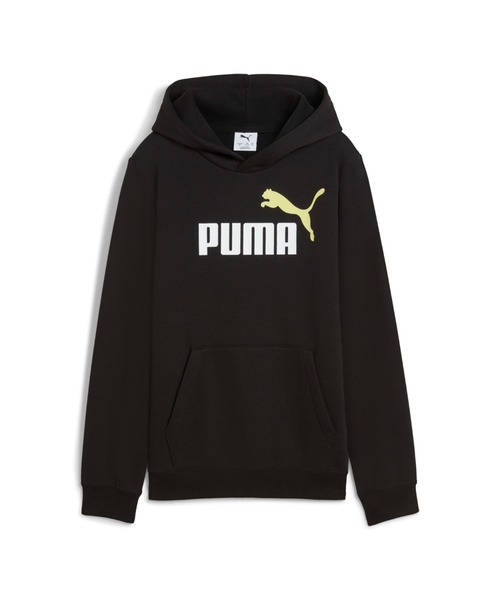 PUMA（プーマ）の「PUMA プーマ ボーイズ ESS 2 カラー NO.1 ロゴ フーディ 裏起毛 120-160cm（パーカー・キッズ・サックスブルー/カーキブラウン/ブラック×ゴールド・130/140/150/160/120）」の2枚目の写真