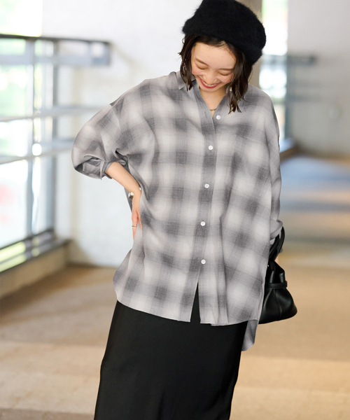 25AW新作］オーガニックコットンミックスオンブレツイルシャツ