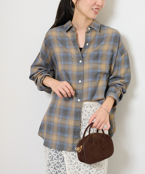 セール】オーガニックコットンミックスオンブレツイルシャツ（シャツ