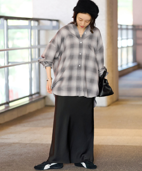 JOURNAL STANDARD relume（ジャーナルスタンダード　レリューム）の「オーガニックコットンミックスオンブレツイルシャツ（シャツ/ブラウス・レディース・チャコールグレー/イエロー/ブルー・FREE）」の5枚目の写真