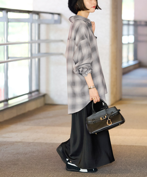 JOURNAL STANDARD relume（ジャーナルスタンダード　レリューム）の「オーガニックコットンミックスオンブレツイルシャツ（シャツ/ブラウス・レディース・チャコールグレー/イエロー/ブルー・FREE）」の6枚目の写真