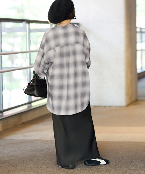 JOURNAL STANDARD relume（ジャーナルスタンダード　レリューム）の「オーガニックコットンミックスオンブレツイルシャツ（シャツ/ブラウス・レディース・チャコールグレー/イエロー/ブルー・FREE）」の7枚目の写真