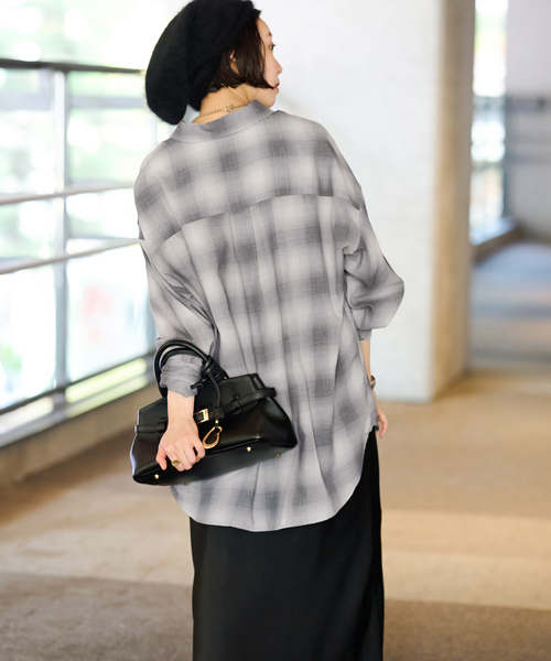 JOURNAL STANDARD relume（ジャーナルスタンダード　レリューム）の「オーガニックコットンミックスオンブレツイルシャツ（シャツ/ブラウス・レディース・チャコールグレー/イエロー/ブルー・FREE）」の11枚目の写真