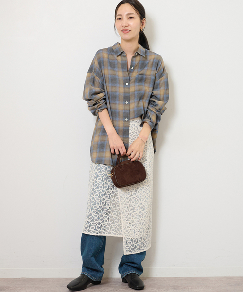 JOURNAL STANDARD relume（ジャーナルスタンダード　レリューム）の「オーガニックコットンミックスオンブレツイルシャツ（シャツ/ブラウス・レディース・チャコールグレー/イエロー/ブルー・FREE）」の14枚目の写真