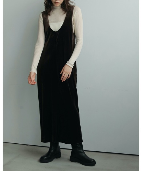 美品☆一度のみ着用【Nouque ヌーク】フリルロングベスト 38 黒かネイビー KOEISTORE ワンピース レディース 春 夏 春夏 黒 紺 ロング