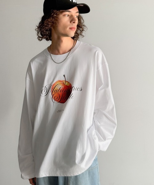 Java(ジャバ)の「《JaVaジャバコラボ》綿100% フレッシュに、スタイリッシュに。アップルメッセージTシャツ(長袖)(Tシャツ/カットソー・メンズ・ホワイト/チャコール・SMALL/MEDIUM/LARGE)」の3枚目の写真