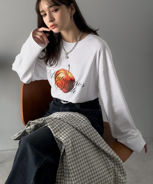 Java(ジャバ)の「《JaVaジャバコラボ》綿100% フレッシュに、スタイリッシュに。アップルメッセージTシャツ(長袖)(Tシャツ/カットソー・メンズ・ホワイト/チャコール・SMALL/MEDIUM/LARGE)」の5枚目の写真