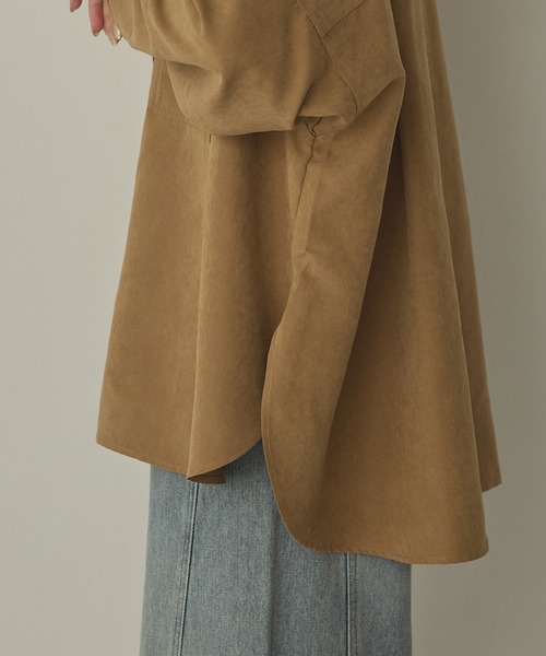 hunch(ハンチ)の「【WEB限定/別注】スウェードライク バンドカラーオーバーサイズシャツ(シャツ/ブラウス・レディース・ライトブラック/ダークブラウン/ダークベージュ/アイボリー・FREE)」の14枚目の写真