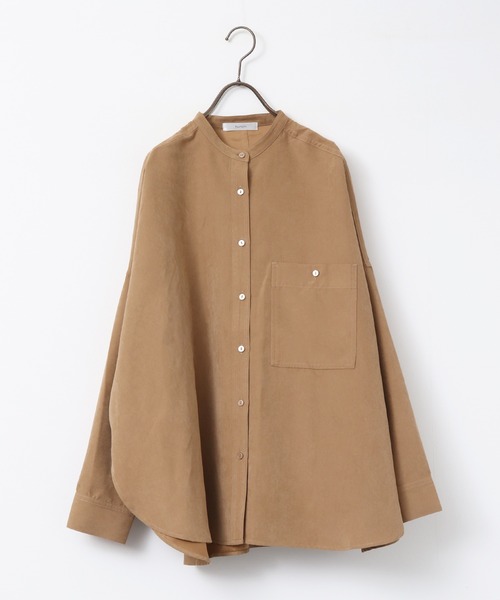 hunch(ハンチ)の「【WEB限定/別注】スウェードライク バンドカラーオーバーサイズシャツ(シャツ/ブラウス・レディース・ライトブラック/ダークブラウン/ダークベージュ/アイボリー・FREE)」の19枚目の写真