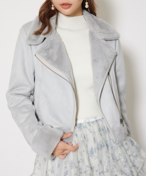 25AWフェイクスエードムートンライダースジャケット 秋服 冬服