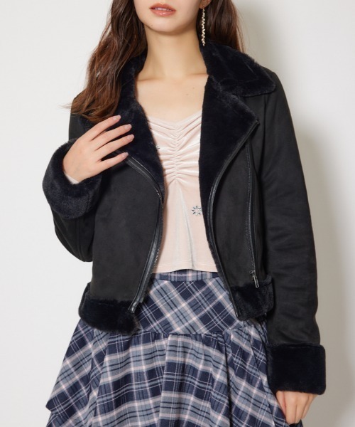 セール】25AWフェイクスエードムートンライダースジャケット 秋服 冬服