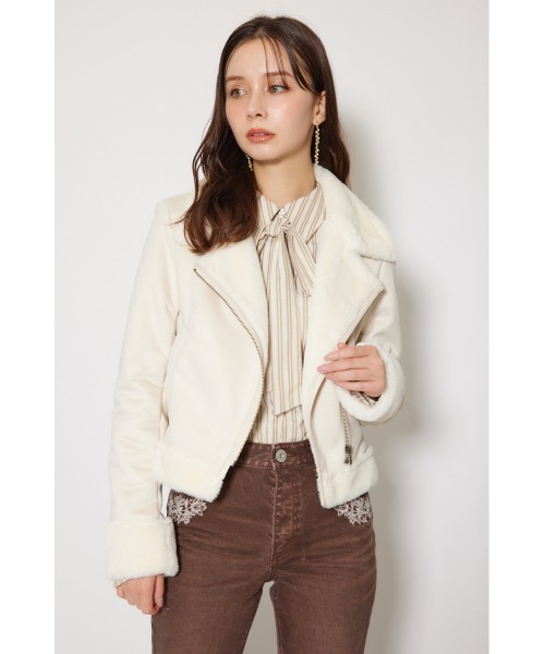 おまとめ割引大歓迎！！　　ライダースジャケット　rienda 25AWフェイクスエードムートンライダースジャケット 秋服 冬服