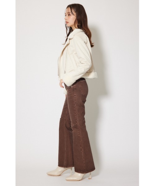 rienda（リエンダ）の「25AWフェイクスエードムートンライダースジャケット 秋服 冬服（ブルゾン・レディース・ライトグレー/アイボリー/ブラック・SMALL/MEDIUM）」の8枚目の写真