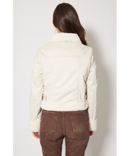 rienda（リエンダ）の「25AWフェイクスエードムートンライダースジャケット 秋服 冬服（ブルゾン・レディース・ライトグレー/アイボリー/ブラック・SMALL/MEDIUM）」の12枚目の写真