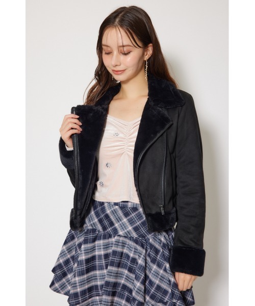 25AWフェイクスエードムートンライダースジャケット 秋服 冬服