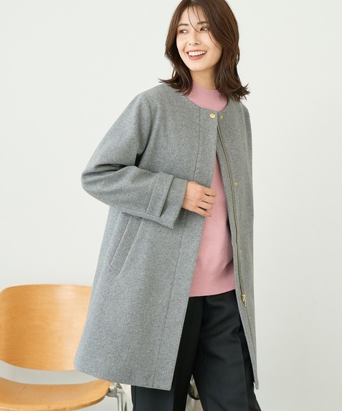 FOUND GOOD（ファウンドグッド）の「ウーリーテックノーカラーコート（ノーカラーコート・レディース・ブラウン系3/グレー系5/ブラック・S/L/M）」の3枚目の写真