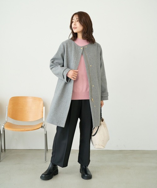 FOUND GOOD（ファウンドグッド）の「ウーリーテックノーカラーコート（ノーカラーコート・レディース・ブラウン系3/グレー系5/ブラック・S/L/M）」の7枚目の写真