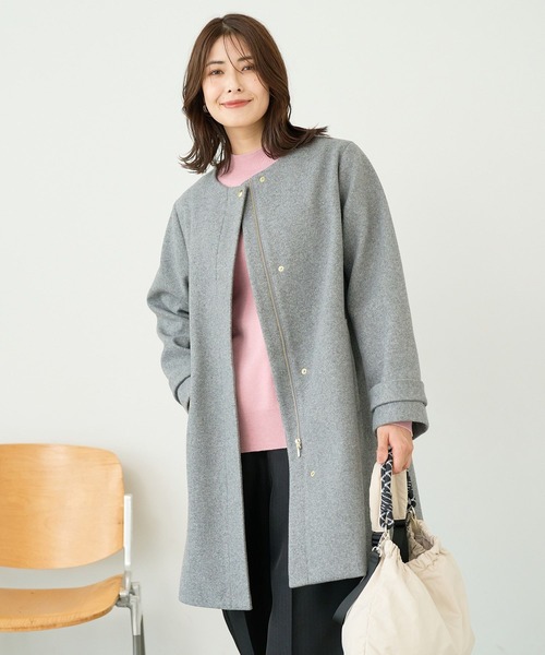 FOUND GOOD（ファウンドグッド）の「ウーリーテックノーカラーコート（ノーカラーコート・レディース・ブラウン系3/グレー系5/ブラック・S/L/M）」の8枚目の写真