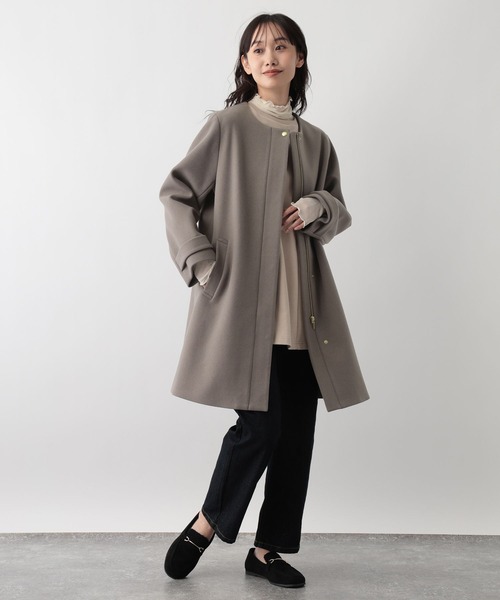 FOUND GOOD（ファウンドグッド）の「ウーリーテックノーカラーコート（ノーカラーコート・レディース・ブラウン系3/グレー系5/ブラック・S/L/M）」の13枚目の写真