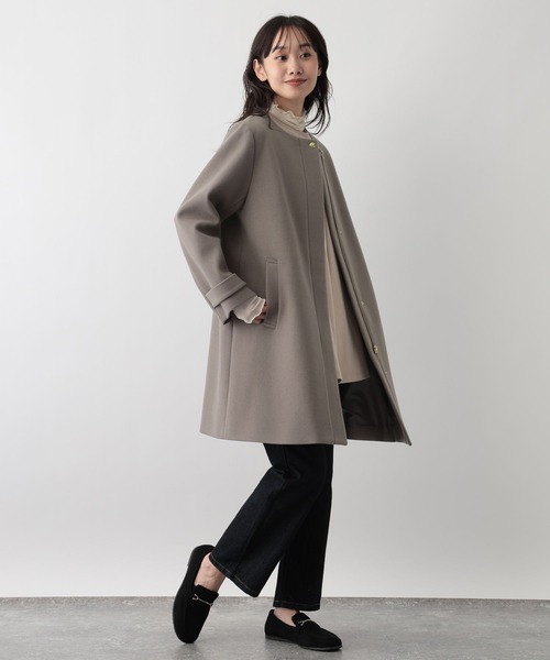 FOUND GOOD（ファウンドグッド）の「ウーリーテックノーカラーコート（ノーカラーコート・レディース・ブラウン系3/グレー系5/ブラック・S/L/M）」の14枚目の写真