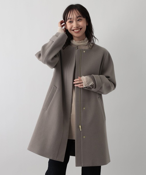 FOUND GOOD（ファウンドグッド）の「ウーリーテックノーカラーコート（ノーカラーコート・レディース・ブラウン系3/グレー系5/ブラック・S/L/M）」の15枚目の写真