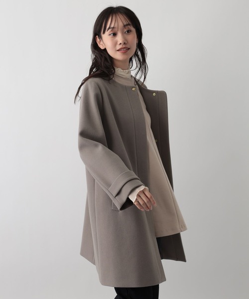 FOUND GOOD（ファウンドグッド）の「ウーリーテックノーカラーコート（ノーカラーコート・レディース・ブラウン系3/グレー系5/ブラック・S/L/M）」の16枚目の写真