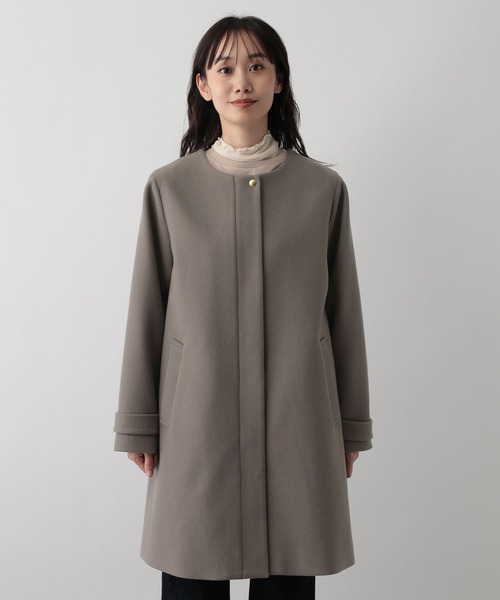 FOUND GOOD（ファウンドグッド）の「ウーリーテックノーカラーコート（ノーカラーコート・レディース・ブラウン系3/グレー系5/ブラック・S/L/M）」の17枚目の写真