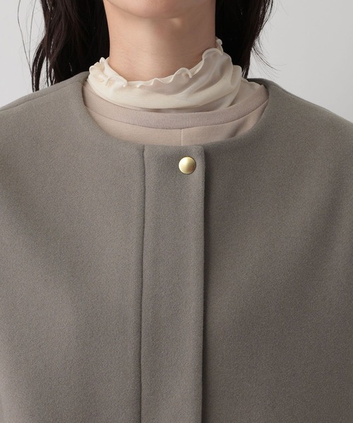 FOUND GOOD（ファウンドグッド）の「ウーリーテックノーカラーコート（ノーカラーコート・レディース・ブラウン系3/グレー系5/ブラック・S/L/M）」の20枚目の写真