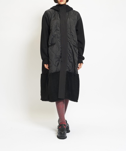 gomme（ゴム）の「アーミーキルト　フーテッドコート（その他アウター・レディース・カーキ/ブラック・MEDIUM）」の3枚目の写真