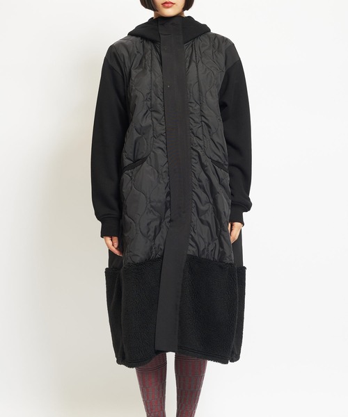 gomme（ゴム）の「アーミーキルト　フーテッドコート（その他アウター・レディース・カーキ/ブラック・MEDIUM）」の11枚目の写真