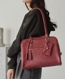 ボストンバッグ（レッド/赤色系・合成皮革/人工皮革）ファッション通販