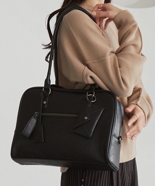 セール】2WAY マルチポケットアクセントチャーム ボストンバッグ