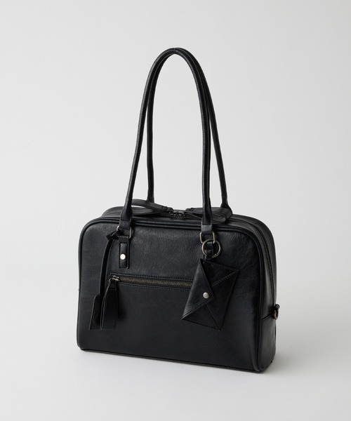 MUL黒 ボストン　S 新品未使用 セール】2WAY マルチポケットアクセントチャーム ボストンバッグ