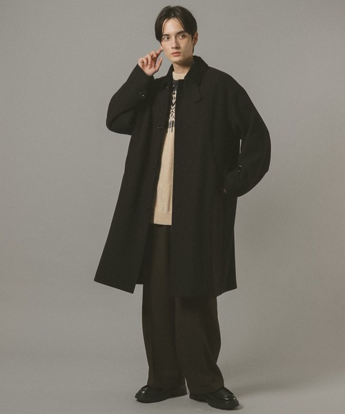 RAGEBLUE（レイジブルー）の「WOOLLYTEC SOUTIEN COLLAR COAT / ウーリーテックステンカラーコート（ステンカラーコート・メンズ・ブラック/ダークグレー・SMALL/LARGE/MEDIUM）」の5枚目の写真