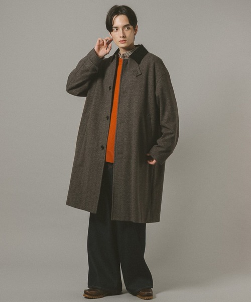RAGEBLUE（レイジブルー）の「WOOLLYTEC SOUTIEN COLLAR COAT / ウーリーテックステンカラーコート（ステンカラーコート・メンズ・ブラック/ダークグレー・SMALL/LARGE/MEDIUM）」の9枚目の写真