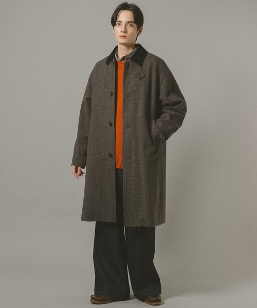 RAGEBLUE（レイジブルー）の「WOOLLYTEC SOUTIEN COLLAR COAT / ウーリーテックステンカラーコート（ステンカラーコート・メンズ・ブラック/ダークグレー・SMALL/LARGE/MEDIUM）」の8枚目の写真
