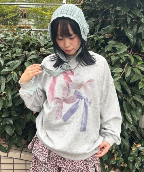 Candy Stripper（キャンディストリッパー）の「RIBBON PRINT スウェット（スウェット・レディース・ネイビー/オフホワイト/ヘザーグレー/ピンク・FREE）」の10枚目の写真