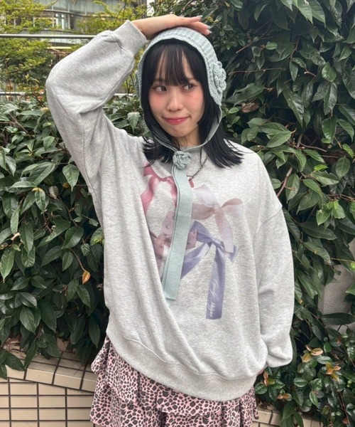 Candy Stripper（キャンディストリッパー）の「RIBBON PRINT スウェット（スウェット・レディース・ネイビー/オフホワイト/ヘザーグレー/ピンク・FREE）」の11枚目の写真